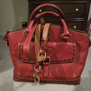 Euc Dooney & Bourke Red Fkorentine Leather Satchel With Pocket